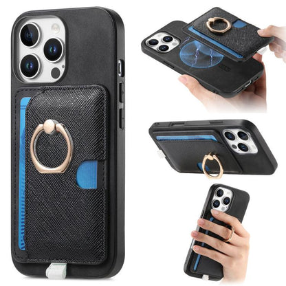 Retro Cross Leather Ring Side Insert Card Bag MagSafe Phone Case, For iPhone 15 Pro, For iPhone 15 Plus, For iPhone 15 Apple Accessories engret5082 iPhone 15 Pro - APEXEL INDIA - Mobile Lens - Mobile Camera Lens - Cellphone Accessories - Phone Lens - Smartphone Lens