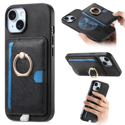 Retro Cross Leather Ring Side Insert Card Bag MagSafe Phone Case, For iPhone 15 Pro, For iPhone 15 Plus, For iPhone 15 Apple Accessories engret5082 iPhone 15 Pro - APEXEL INDIA - Mobile Lens - Mobile Camera Lens - Cellphone Accessories - Phone Lens - Smartphone Lens