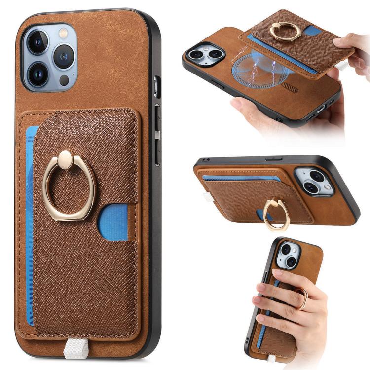 Retro Cross Leather Ring Side Insert Card Bag MagSafe Phone Case, For iPhone 13, For iPhone 12 Pro Max, For iPhone 11 Pro Max Apple Accessories engret5084 More iPhone Cases - APEXEL INDIA - Mobile Lens - Mobile Camera Lens - Cellphone Accessories - Phone Lens - Smartphone Lens