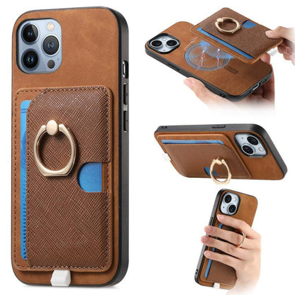 Retro Cross Leather Ring Side Insert Card Bag MagSafe Phone Case, For iPhone 13, For iPhone 12 Pro Max, For iPhone 11 Pro Max Apple Accessories engret5084 More iPhone Cases - APEXEL INDIA - Mobile Lens - Mobile Camera Lens - Cellphone Accessories - Phone Lens - Smartphone Lens