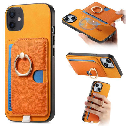Retro Cross Leather Ring Side Insert Card Bag MagSafe Phone Case, For iPhone 11, For iPhone 11 Pro, For iPhone XR Apple Accessories engret5072 More iPhone Cases - APEXEL INDIA - Mobile Lens - Mobile Camera Lens - Cellphone Accessories - Phone Lens - Smartphone Lens