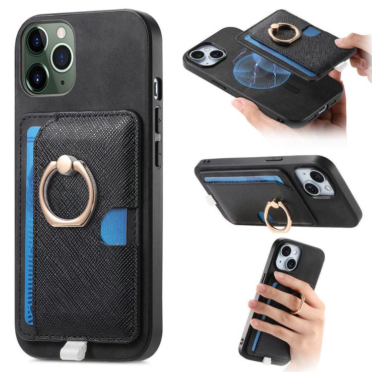 Retro Cross Leather Ring Side Insert Card Bag MagSafe Phone Case, For iPhone 11, For iPhone 11 Pro, For iPhone XR Apple Accessories engret5072 More iPhone Cases - APEXEL INDIA - Mobile Lens - Mobile Camera Lens - Cellphone Accessories - Phone Lens - Smartphone Lens