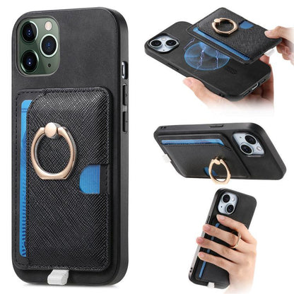 Retro Cross Leather Ring Side Insert Card Bag MagSafe Phone Case, For iPhone 11, For iPhone 11 Pro, For iPhone XR Apple Accessories engret5072 More iPhone Cases - APEXEL INDIA - Mobile Lens - Mobile Camera Lens - Cellphone Accessories - Phone Lens - Smartphone Lens