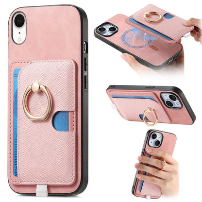Retro Cross Leather Ring Side Insert Card Bag MagSafe Phone Case, For iPhone 11, For iPhone 11 Pro, For iPhone XR Apple Accessories engret5072 More iPhone Cases - APEXEL INDIA - Mobile Lens - Mobile Camera Lens - Cellphone Accessories - Phone Lens - Smartphone Lens
