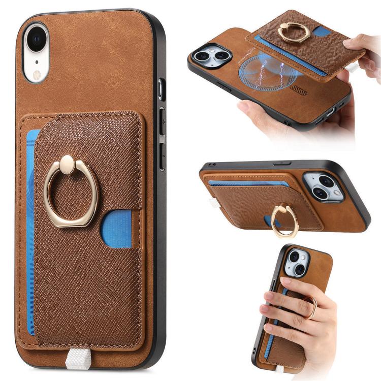 Retro Cross Leather Ring Side Insert Card Bag MagSafe Phone Case, For iPhone 11, For iPhone 11 Pro, For iPhone XR Apple Accessories engret5072 More iPhone Cases - APEXEL INDIA - Mobile Lens - Mobile Camera Lens - Cellphone Accessories - Phone Lens - Smartphone Lens