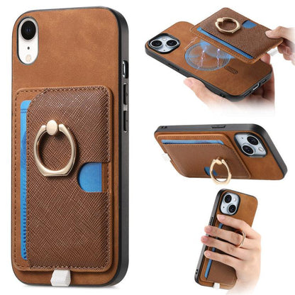 Retro Cross Leather Ring Side Insert Card Bag MagSafe Phone Case, For iPhone 11, For iPhone 11 Pro, For iPhone XR Apple Accessories engret5072 More iPhone Cases - APEXEL INDIA - Mobile Lens - Mobile Camera Lens - Cellphone Accessories - Phone Lens - Smartphone Lens