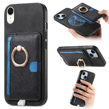 Retro Cross Leather Ring Side Insert Card Bag MagSafe Phone Case, For iPhone 11, For iPhone 11 Pro, For iPhone XR Apple Accessories engret5072 More iPhone Cases - APEXEL INDIA - Mobile Lens - Mobile Camera Lens - Cellphone Accessories - Phone Lens - Smartphone Lens