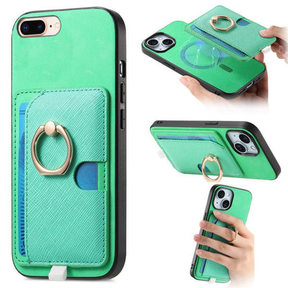 Retro Cross Leather Ring Side Insert Card Bag MagSafe Phone Case Apple Accessories engret5909 More iPhone Cases - APEXEL INDIA - Mobile Lens - Mobile Camera Lens - Cellphone Accessories - Phone Lens - Smartphone Lens