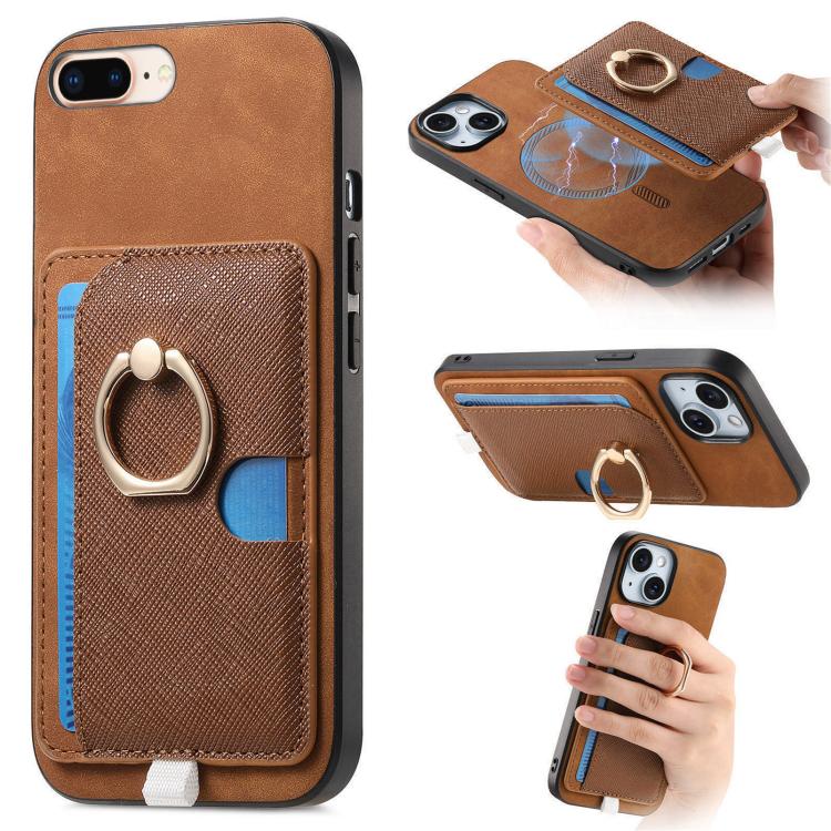 Retro Cross Leather Ring Side Insert Card Bag MagSafe Phone Case Apple Accessories engret5909 More iPhone Cases - APEXEL INDIA - Mobile Lens - Mobile Camera Lens - Cellphone Accessories - Phone Lens - Smartphone Lens