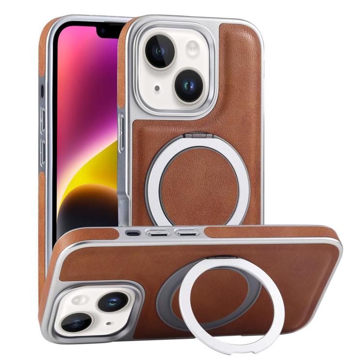 Plated Leather Grain Rotation MagSafe Holder Phone Case, For iPhone 14 Plus, For iPhone 14, For iPhone 14 Pro, For iPhone 14 Pro Max Apple Accessories engpla5084 iPhone 14 Plus - APEXEL INDIA - Mobile Lens - Mobile Camera Lens - Cellphone Accessories - Phone Lens - Smartphone Lens