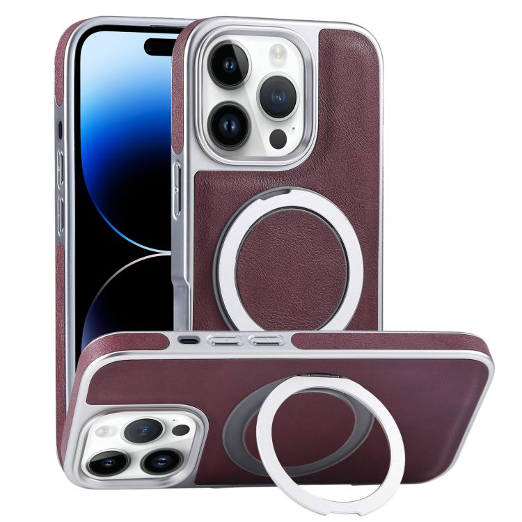 Plated Leather Grain Rotation MagSafe Holder Phone Case, For iPhone 14 Plus, For iPhone 14, For iPhone 14 Pro, For iPhone 14 Pro Max Apple Accessories engpla5084 iPhone 14 Plus - APEXEL INDIA - Mobile Lens - Mobile Camera Lens - Cellphone Accessories - Phone Lens - Smartphone Lens