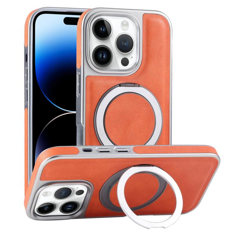 Plated Leather Grain Rotation MagSafe Holder Phone Case, For iPhone 14 Plus, For iPhone 14, For iPhone 14 Pro, For iPhone 14 Pro Max Apple Accessories engpla5084 iPhone 14 Plus - APEXEL INDIA - Mobile Lens - Mobile Camera Lens - Cellphone Accessories - Phone Lens - Smartphone Lens