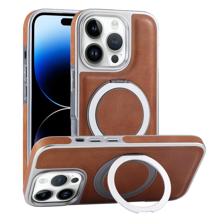 Plated Leather Grain Rotation MagSafe Holder Phone Case, For iPhone 14 Plus, For iPhone 14, For iPhone 14 Pro, For iPhone 14 Pro Max Apple Accessories engpla5084 iPhone 14 Plus - APEXEL INDIA - Mobile Lens - Mobile Camera Lens - Cellphone Accessories - Phone Lens - Smartphone Lens