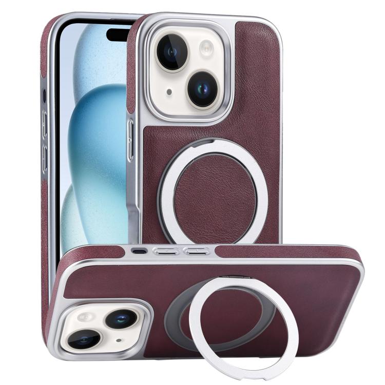 Plated Leather Grain Rotation MagSafe Holder Phone Case, For iPhone 15 Pro Max, For iPhone 15 Pro, For iPhone 15 Plus, For iPhone 15 Apple Accessories engpla5093 iPhone 15 Pro Max - APEXEL INDIA - Mobile Lens - Mobile Camera Lens - Cellphone Accessories - Phone Lens - Smartphone Lens