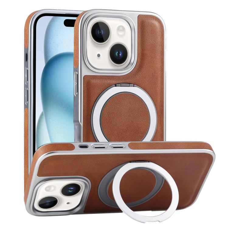 Plated Leather Grain Rotation MagSafe Holder Phone Case, For iPhone 15 Pro Max, For iPhone 15 Pro, For iPhone 15 Plus, For iPhone 15 Apple Accessories engpla5093 iPhone 15 Pro Max - APEXEL INDIA - Mobile Lens - Mobile Camera Lens - Cellphone Accessories - Phone Lens - Smartphone Lens