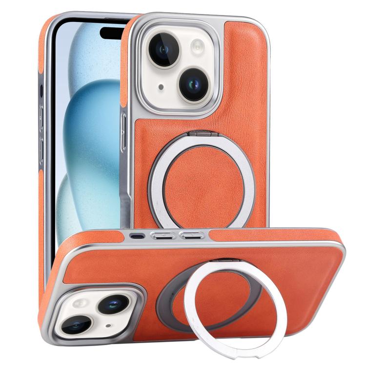 Plated Leather Grain Rotation MagSafe Holder Phone Case, For iPhone 15 Pro Max, For iPhone 15 Pro, For iPhone 15 Plus, For iPhone 15 Apple Accessories engpla5093 iPhone 15 Pro Max - APEXEL INDIA - Mobile Lens - Mobile Camera Lens - Cellphone Accessories - Phone Lens - Smartphone Lens