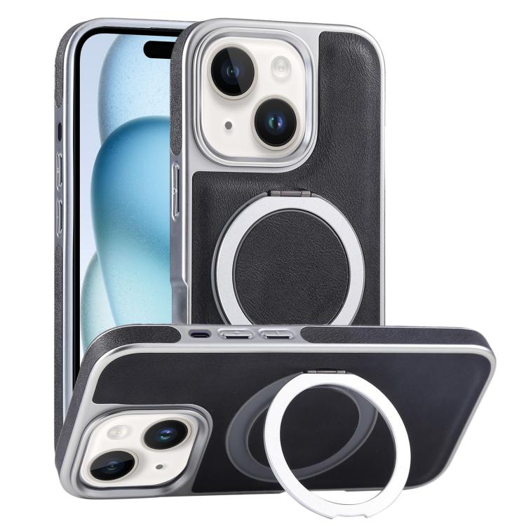 Plated Leather Grain Rotation MagSafe Holder Phone Case, For iPhone 15 Pro Max, For iPhone 15 Pro, For iPhone 15 Plus, For iPhone 15 Apple Accessories engpla5093 iPhone 15 Pro Max - APEXEL INDIA - Mobile Lens - Mobile Camera Lens - Cellphone Accessories - Phone Lens - Smartphone Lens