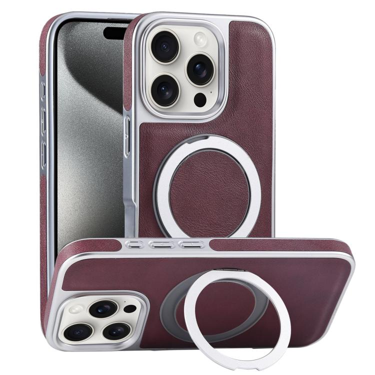 Plated Leather Grain Rotation MagSafe Holder Phone Case, For iPhone 15 Pro Max, For iPhone 15 Pro, For iPhone 15 Plus, For iPhone 15 Apple Accessories engpla5093 iPhone 15 Pro Max - APEXEL INDIA - Mobile Lens - Mobile Camera Lens - Cellphone Accessories - Phone Lens - Smartphone Lens