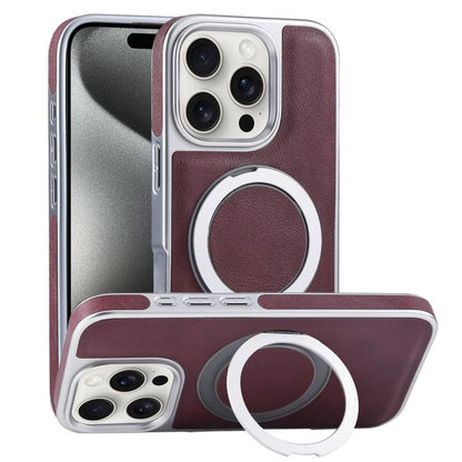 Plated Leather Grain Rotation MagSafe Holder Phone Case, For iPhone 15 Pro Max, For iPhone 15 Pro, For iPhone 15 Plus, For iPhone 15 Apple Accessories engpla5093 iPhone 15 Pro Max - APEXEL INDIA - Mobile Lens - Mobile Camera Lens - Cellphone Accessories - Phone Lens - Smartphone Lens