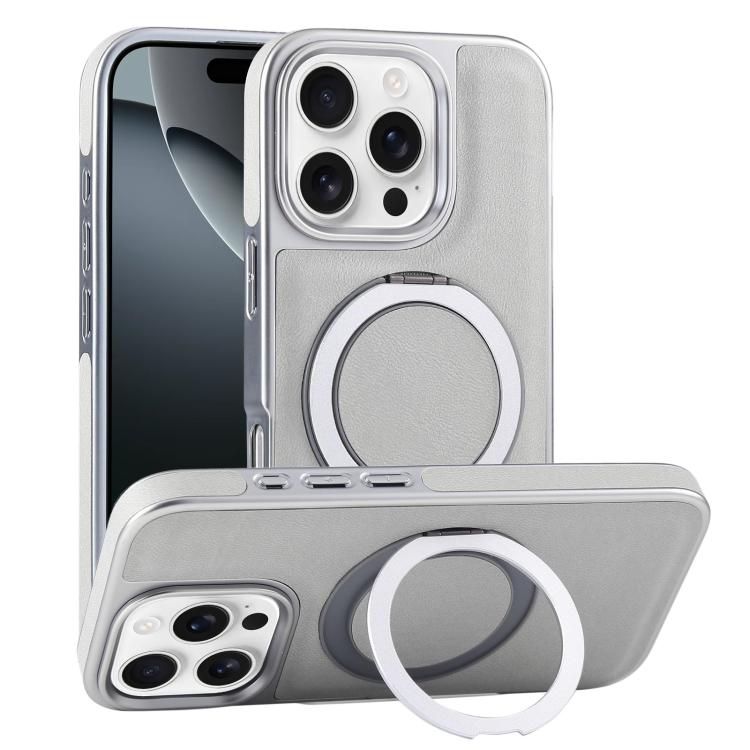 Plated Leather Grain Rotation MagSafe Holder Phone Case, For iPhone 16 Pro Max, For iPhone 16 Pro, For iPhone 16 Plus, For iPhone 16 Apple Accessories engpla5083 iPhone 16 Pro Max - APEXEL INDIA - Mobile Lens - Mobile Camera Lens - Cellphone Accessories - Phone Lens - Smartphone Lens