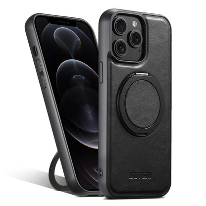Suteni G3 Oil Wax 360 Rotation Holder MagSafe Back Phone Case, For iPhone 12 Pro Max, For iPhone 12 Pro Apple Accessories engsut5134 More iPhone Cases - Suteni - Mobile Lens - Mobile Camera Lens - Cellphone Accessories - Phone Lens - Smartphone Lens