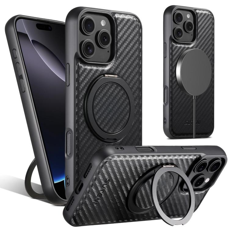 Suteni G3 Carbon Fiber Leather 360 Rotation Holder MagSafe Phone Case, For iPhone 16 Pro Max, For iPhone 16 Pro, For iPhone 16 Plus, For iPhone 16, For iPhone 15 Pro Max, For iPhone 15 Pro, For iPhone 15 Plus, For iPhone 15, For iPhone 14 Plus���������... Apple Accessories engsut5135 iPhone 16 Pro Max - Suteni - Mobile Lens - Mobile Camera Lens - Cellphone Accessories - Phone Lens - Smartphone Lens
