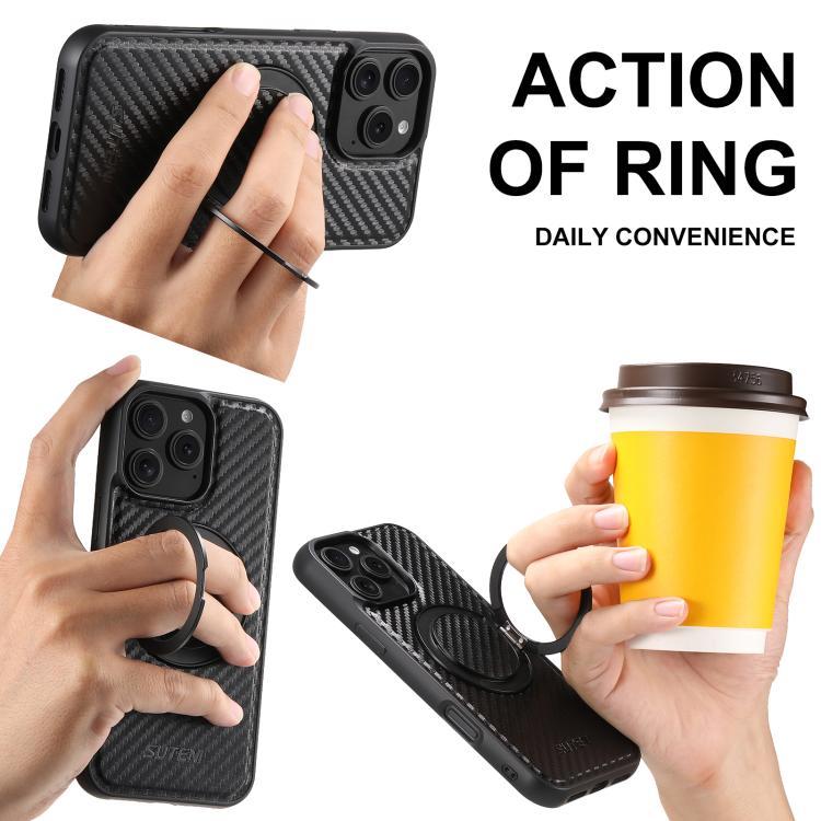 Suteni G3 Carbon Fiber Leather 360 Rotation Holder MagSafe Phone Case, For iPhone 16 Pro Max, For iPhone 16 Pro, For iPhone 16 Plus, For iPhone 16, For iPhone 15 Pro Max, For iPhone 15 Pro, For iPhone 15 Plus, For iPhone 15, For iPhone 14 Plus���������... Apple Accessories engsut5135 iPhone 16 Pro Max - Suteni - Mobile Lens - Mobile Camera Lens - Cellphone Accessories - Phone Lens - Smartphone Lens