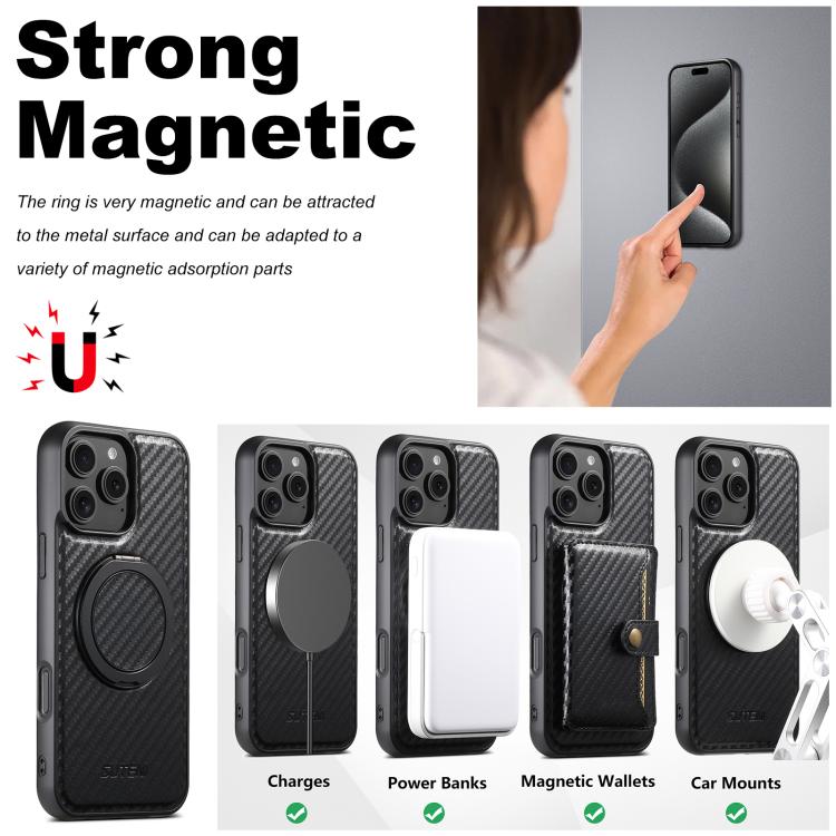 Suteni G3 Carbon Fiber Leather 360 Rotation Holder MagSafe Phone Case, For iPhone 16 Pro Max, For iPhone 16 Pro, For iPhone 16 Plus, For iPhone 16, For iPhone 15 Pro Max, For iPhone 15 Pro, For iPhone 15 Plus, For iPhone 15, For iPhone 14 Plus���������... Apple Accessories engsut5135 iPhone 16 Pro Max - Suteni - Mobile Lens - Mobile Camera Lens - Cellphone Accessories - Phone Lens - Smartphone Lens