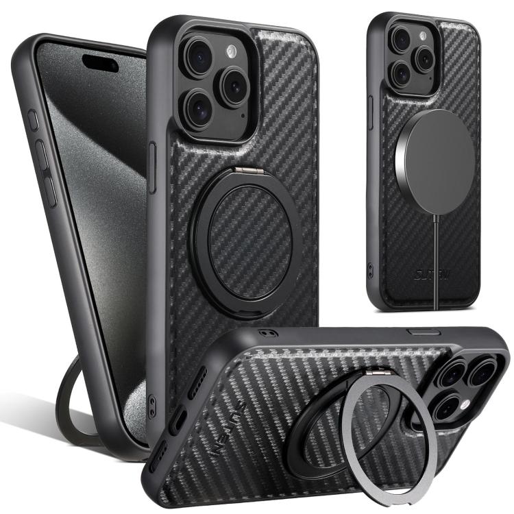 Suteni G3 Carbon Fiber Leather 360 Rotation Holder MagSafe Phone Case, For iPhone 16 Pro Max, For iPhone 16 Pro, For iPhone 16 Plus, For iPhone 16, For iPhone 15 Pro Max, For iPhone 15 Pro, For iPhone 15 Plus, For iPhone 15, For iPhone 14 Plus���������... Apple Accessories engsut5135 iPhone 16 Pro Max - Suteni - Mobile Lens - Mobile Camera Lens - Cellphone Accessories - Phone Lens - Smartphone Lens