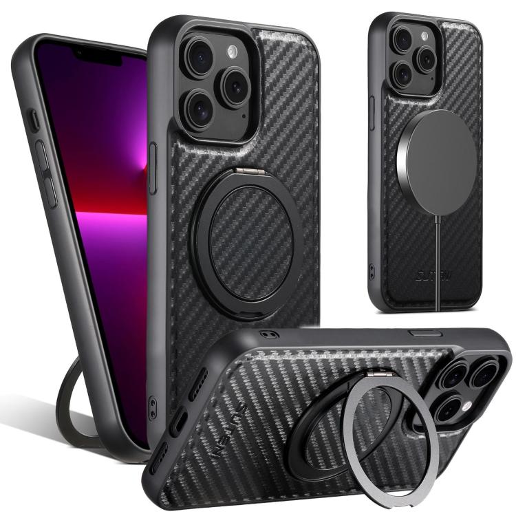 Suteni G3 Carbon Fiber Leather 360 Rotation Holder MagSafe Phone Case, For iPhone 16 Pro Max, For iPhone 16 Pro, For iPhone 16 Plus, For iPhone 16, For iPhone 15 Pro Max, For iPhone 15 Pro, For iPhone 15 Plus, For iPhone 15, For iPhone 14 Plus���������... Apple Accessories engsut5135 iPhone 16 Pro Max - Suteni - Mobile Lens - Mobile Camera Lens - Cellphone Accessories - Phone Lens - Smartphone Lens