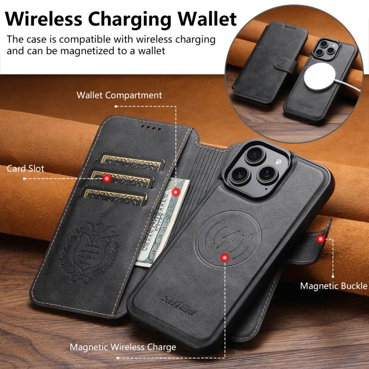 Suteni Q05 2-in-1 Multi-function Detachable Wallet MagSafe Phone Case, For iPhone 16 Pro Max, For iPhone 16 Pro, For iPhone 16 Plus, For iPhone 16, For iPhone 15 Pro Max, For iPhone 15 Pro, For iPhone 15 Plus, For iPhone 15 Apple Accessories engsut5154 iPhone 16 Pro Max - Suteni - Mobile Lens - Mobile Camera Lens - Cellphone Accessories - Phone Lens - Smartphone Lens