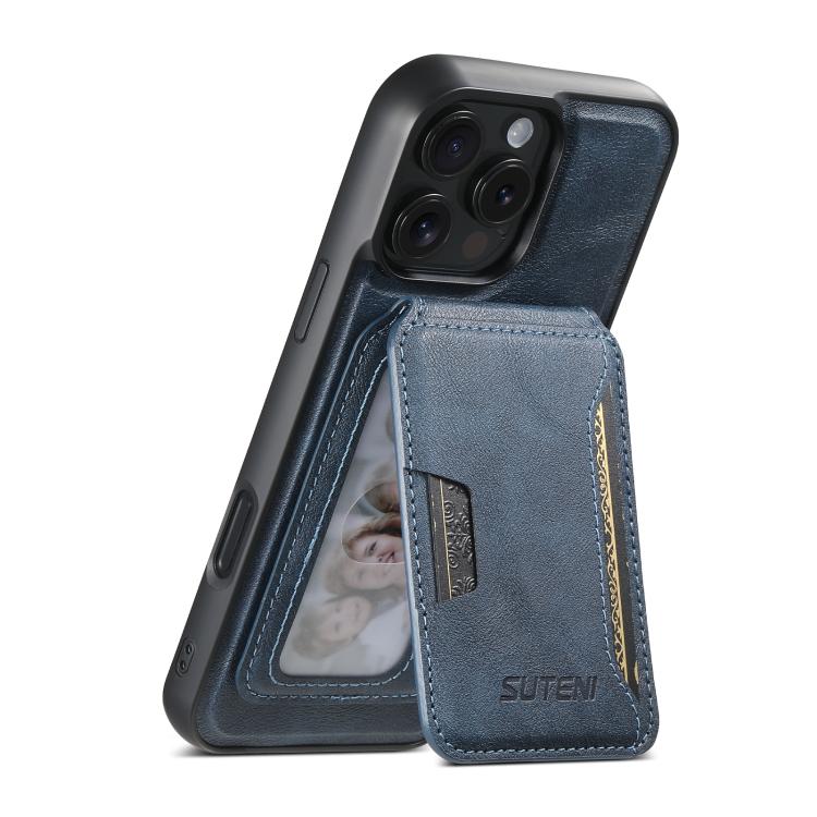 Suteni M3 Card Bag MagSafe Cowhide Texture Leather Phone Case, For iPhone 12 Pro