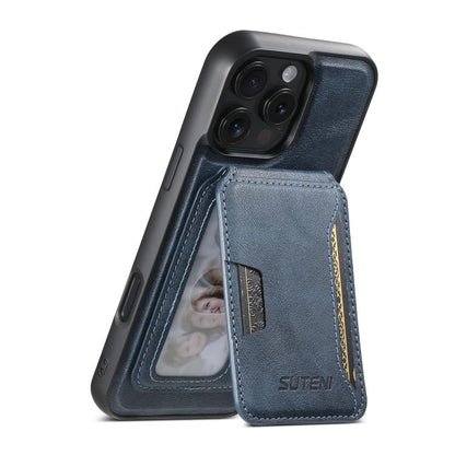 Suteni M3 Card Bag MagSafe Cowhide Texture Leather Phone Case, For iPhone 12 Pro