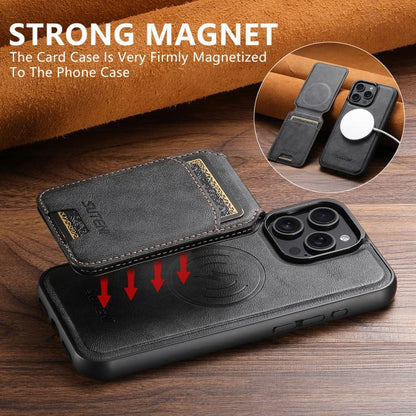 Suteni M5 Magnetic Card Bag MagSafe Cowhide Texture Leather Phone Case, For iPhone 12 Pro