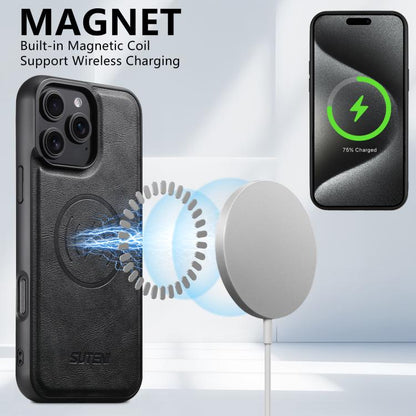 Suteni G5 Cowhide Leather MagSafe Magnetic Phone Case, For iPhone 16 Pro Max, For iPhone 16 Pro, For iPhone 16 Plus, For iPhone 16, For iPhone 15 Pro Max, For iPhone 15 Pro, For iPhone 15 Plus, For iPhone 15 Apple Accessories engsut5174 iPhone 16 Pro Max - Suteni - Mobile Lens - Mobile Camera Lens - Cellphone Accessories - Phone Lens - Smartphone Lens
