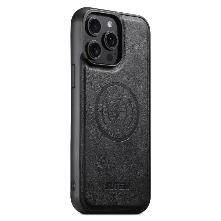 Suteni G5 Cowhide Leather MagSafe Magnetic Phone Case, For iPhone 12 Pro