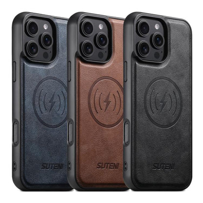 Suteni G5 Cowhide Leather MagSafe Magnetic Phone Case, For iPhone 16 Pro Max, For iPhone 16 Pro, For iPhone 16 Plus, For iPhone 16, For iPhone 15 Pro Max, For iPhone 15 Pro, For iPhone 15 Plus, For iPhone 15 Apple Accessories engsut5174 iPhone 16 Pro Max - Suteni - Mobile Lens - Mobile Camera Lens - Cellphone Accessories - Phone Lens - Smartphone Lens