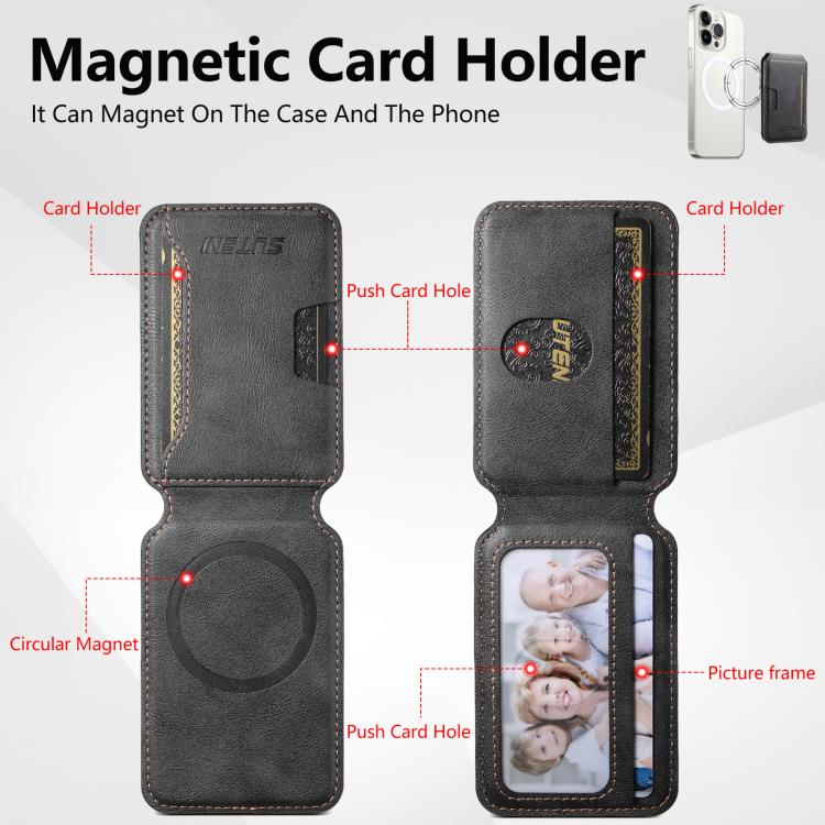 Suteni S3 Cowhide Textured MagSafe Magnetic Card Case, S3 Apple Accessories engsut5557 Gadgets - Suteni - Mobile Lens - Mobile Camera Lens - Cellphone Accessories - Phone Lens - Smartphone Lens