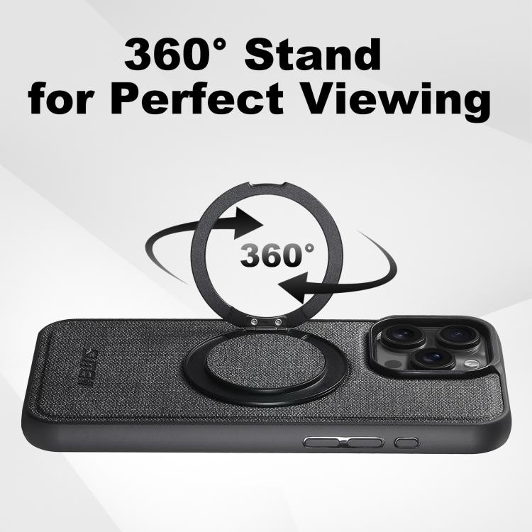 Suteni G3 360 Rotation Holder MagSafe Denim Leather Back Phone Case, For iPhone 16 Pro Max, For iPhone 16 Pro, For iPhone 16 Plus, For iPhone 16, For iPhone 15 Pro Max, For iPhone 15 Pro, For iPhone 15 Plus, For iPhone 15 Apple Accessories engsut5303 iPhone 16 Pro Max - Suteni - Mobile Lens - Mobile Camera Lens - Cellphone Accessories - Phone Lens - Smartphone Lens