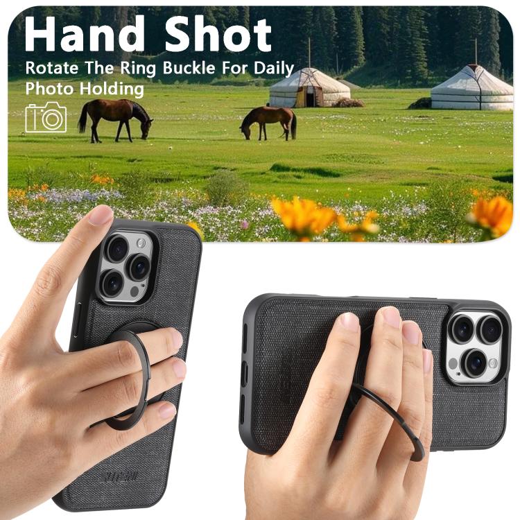 Suteni G3 360 Rotation Holder MagSafe Denim Leather Back Phone Case, For iPhone 16 Pro Max, For iPhone 16 Pro, For iPhone 16 Plus, For iPhone 16, For iPhone 15 Pro Max, For iPhone 15 Pro, For iPhone 15 Plus, For iPhone 15 Apple Accessories engsut5303 iPhone 16 Pro Max - Suteni - Mobile Lens - Mobile Camera Lens - Cellphone Accessories - Phone Lens - Smartphone Lens