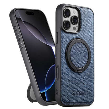 Suteni G3 360 Rotation Holder MagSafe Denim Leather Back Phone Case, For iPhone 16 Pro Max, For iPhone 16 Pro, For iPhone 16 Plus, For iPhone 16, For iPhone 15 Pro Max, For iPhone 15 Pro, For iPhone 15 Plus, For iPhone 15 Apple Accessories engsut5303 iPhone 16 Pro Max - Suteni - Mobile Lens - Mobile Camera Lens - Cellphone Accessories - Phone Lens - Smartphone Lens