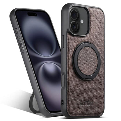 Suteni G3 360 Rotation Holder MagSafe Denim Leather Back Phone Case, For iPhone 16 Pro Max, For iPhone 16 Pro, For iPhone 16 Plus, For iPhone 16, For iPhone 15 Pro Max, For iPhone 15 Pro, For iPhone 15 Plus, For iPhone 15 Apple Accessories engsut5303 iPhone 16 Pro Max - Suteni - Mobile Lens - Mobile Camera Lens - Cellphone Accessories - Phone Lens - Smartphone Lens