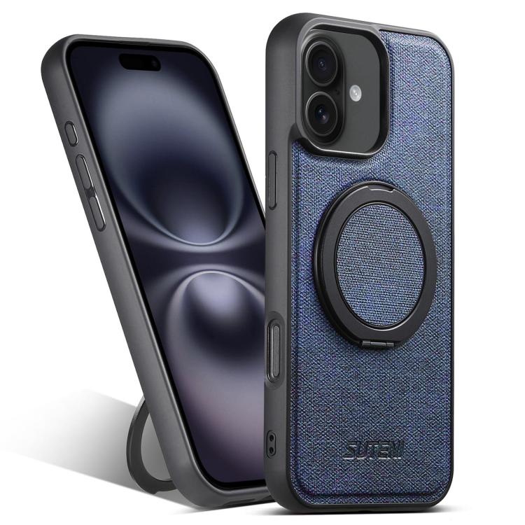 Suteni G3 360 Rotation Holder MagSafe Denim Leather Back Phone Case, For iPhone 16 Pro Max, For iPhone 16 Pro, For iPhone 16 Plus, For iPhone 16, For iPhone 15 Pro Max, For iPhone 15 Pro, For iPhone 15 Plus, For iPhone 15 Apple Accessories engsut5303 iPhone 16 Pro Max - Suteni - Mobile Lens - Mobile Camera Lens - Cellphone Accessories - Phone Lens - Smartphone Lens