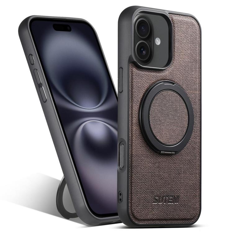Suteni G3 360 Rotation Holder MagSafe Denim Leather Back Phone Case, For iPhone 16 Pro Max, For iPhone 16 Pro, For iPhone 16 Plus, For iPhone 16, For iPhone 15 Pro Max, For iPhone 15 Pro, For iPhone 15 Plus, For iPhone 15 Apple Accessories engsut5303 iPhone 16 Pro Max - Suteni - Mobile Lens - Mobile Camera Lens - Cellphone Accessories - Phone Lens - Smartphone Lens