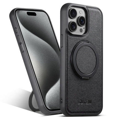 Suteni G3 360 Rotation Holder MagSafe Denim Leather Back Phone Case, For iPhone 16 Pro Max, For iPhone 16 Pro, For iPhone 16 Plus, For iPhone 16, For iPhone 15 Pro Max, For iPhone 15 Pro, For iPhone 15 Plus, For iPhone 15 Apple Accessories engsut5303 iPhone 16 Pro Max - Suteni - Mobile Lens - Mobile Camera Lens - Cellphone Accessories - Phone Lens - Smartphone Lens