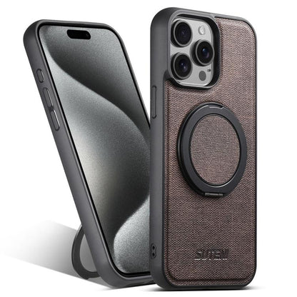 Suteni G3 360 Rotation Holder MagSafe Denim Leather Back Phone Case, For iPhone 16 Pro Max, For iPhone 16 Pro, For iPhone 16 Plus, For iPhone 16, For iPhone 15 Pro Max, For iPhone 15 Pro, For iPhone 15 Plus, For iPhone 15 Apple Accessories engsut5303 iPhone 16 Pro Max - Suteni - Mobile Lens - Mobile Camera Lens - Cellphone Accessories - Phone Lens - Smartphone Lens