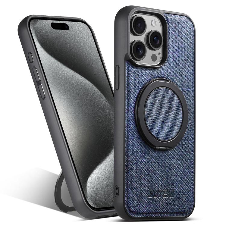 Suteni G3 360 Rotation Holder MagSafe Denim Leather Back Phone Case, For iPhone 16 Pro Max, For iPhone 16 Pro, For iPhone 16 Plus, For iPhone 16, For iPhone 15 Pro Max, For iPhone 15 Pro, For iPhone 15 Plus, For iPhone 15 Apple Accessories engsut5303 iPhone 16 Pro Max - Suteni - Mobile Lens - Mobile Camera Lens - Cellphone Accessories - Phone Lens - Smartphone Lens