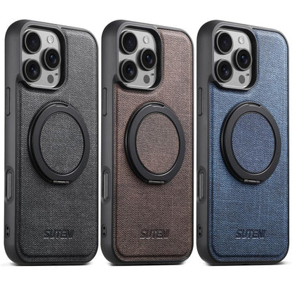 Suteni G3 360 Rotation Holder MagSafe Denim Leather Back Phone Case, For iPhone 16 Pro Max, For iPhone 16 Pro, For iPhone 16 Plus, For iPhone 16, For iPhone 15 Pro Max, For iPhone 15 Pro, For iPhone 15 Plus, For iPhone 15 Apple Accessories engsut5303 iPhone 16 Pro Max - Suteni - Mobile Lens - Mobile Camera Lens - Cellphone Accessories - Phone Lens - Smartphone Lens