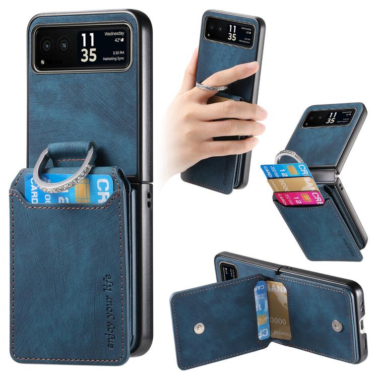 Retro Leather Ring Vertical Flip Wallet Phone Case, For Motorola Moto Razr 40, For Motorola Moto Razr 40 Ultra engret6097 Mobile Accessories Motorola Motorola Cases - APEXEL INDIA - Mobile Lens - Mobile Camera Lens - Cellphone Accessories - Phone Lens - Smartphone Lens