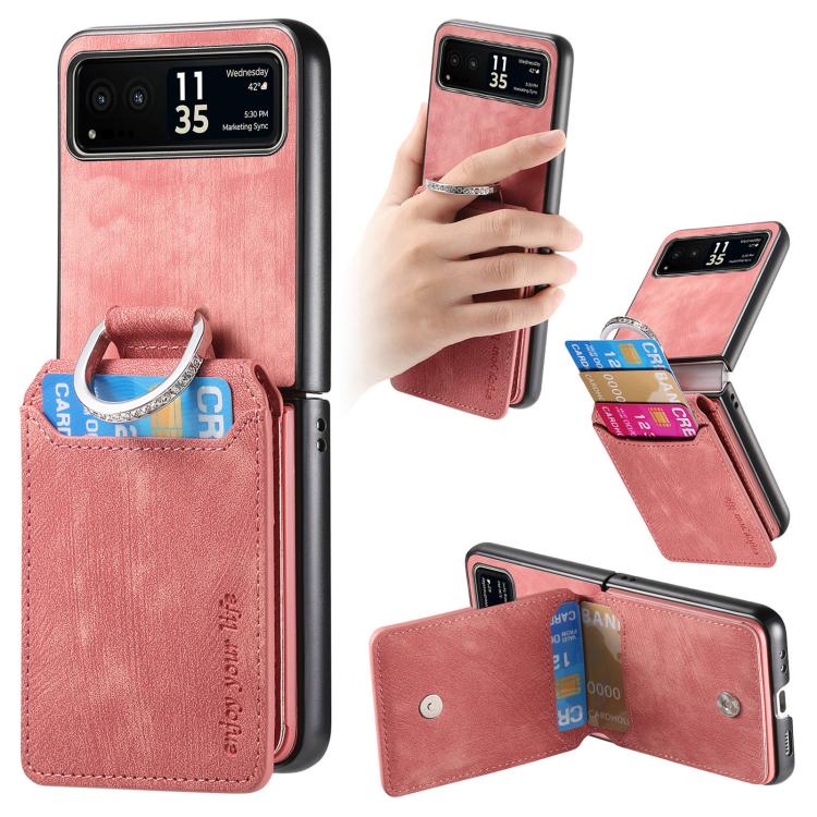 Retro Leather Ring Vertical Flip Wallet Phone Case, For Motorola Moto Razr 40, For Motorola Moto Razr 40 Ultra engret6097 Mobile Accessories Motorola Motorola Cases - APEXEL INDIA - Mobile Lens - Mobile Camera Lens - Cellphone Accessories - Phone Lens - Smartphone Lens